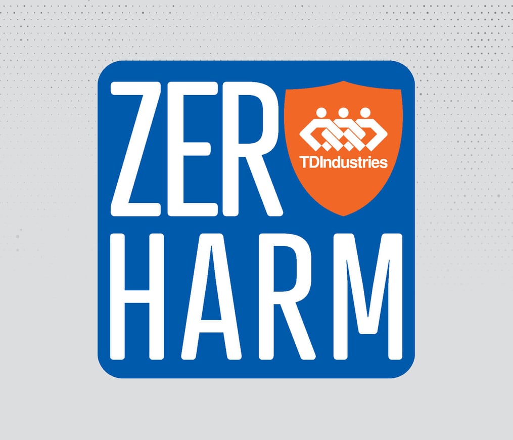 Zero Harm logo in blue, orange and white
