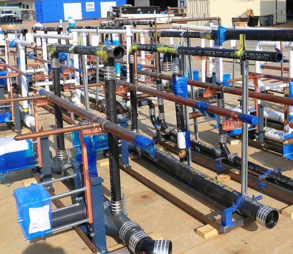 Prefabricated plumbing systems at TDIndustries manufacturing facility