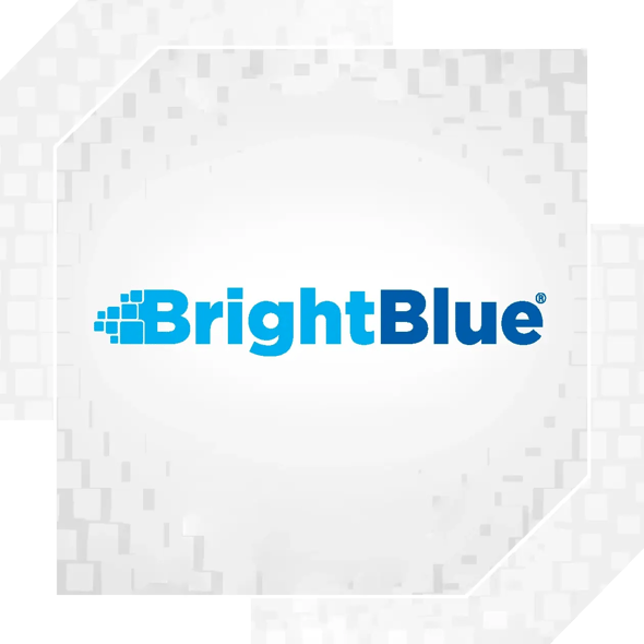 BrightBlue logo on textured, high-tech background